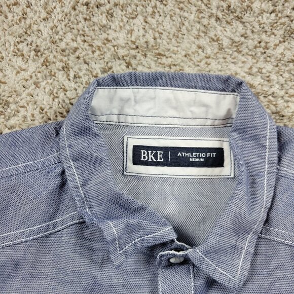 BKE Pearl Snap Shirt Mens Medium Blue Long Sleeve Athletic Fit Western Cowboy - Picture 2 of 8